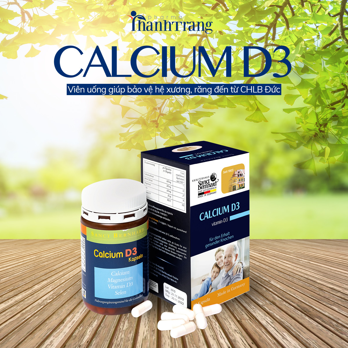 Viên nang Calcium D3 - Hộp 60 viên giúp bổ sung Canxi và các Vitamin cho cơ thể người già, trẻ em, phụ nữ có thai và cho con bú, giúp hệ xương răng chắc khỏe