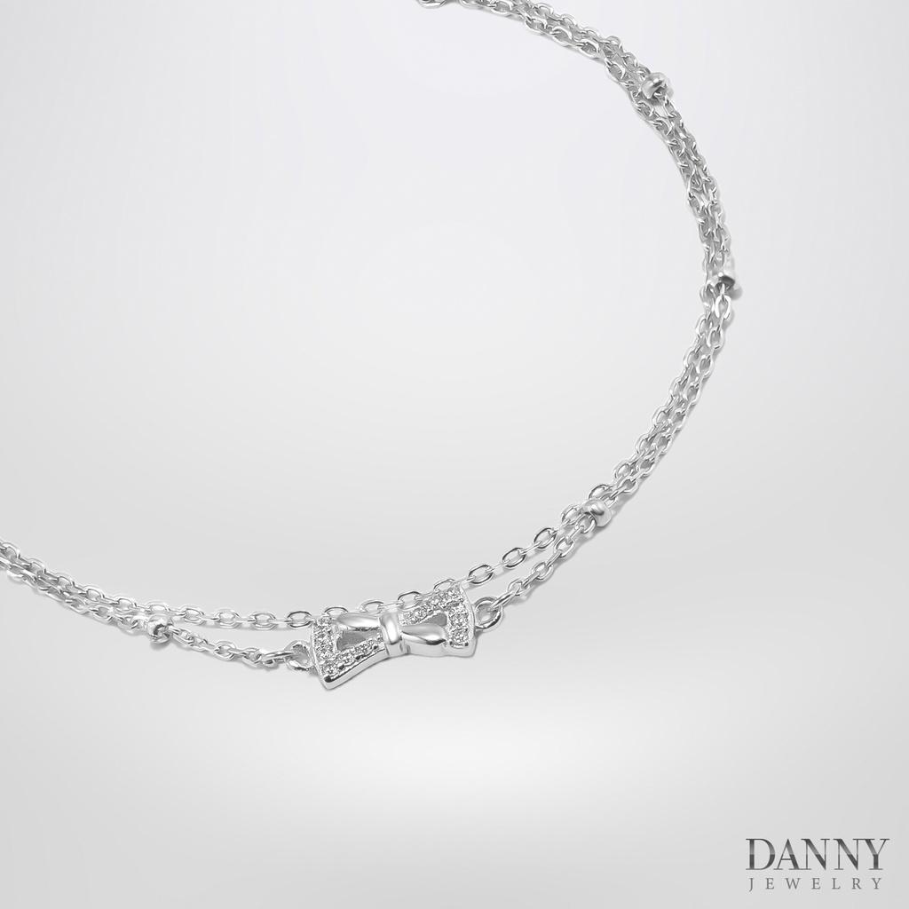 Lắc Tay Danny Jewelry Bạc 925 Xi Rhodium Dây Kép Hình Nơ LACY440
