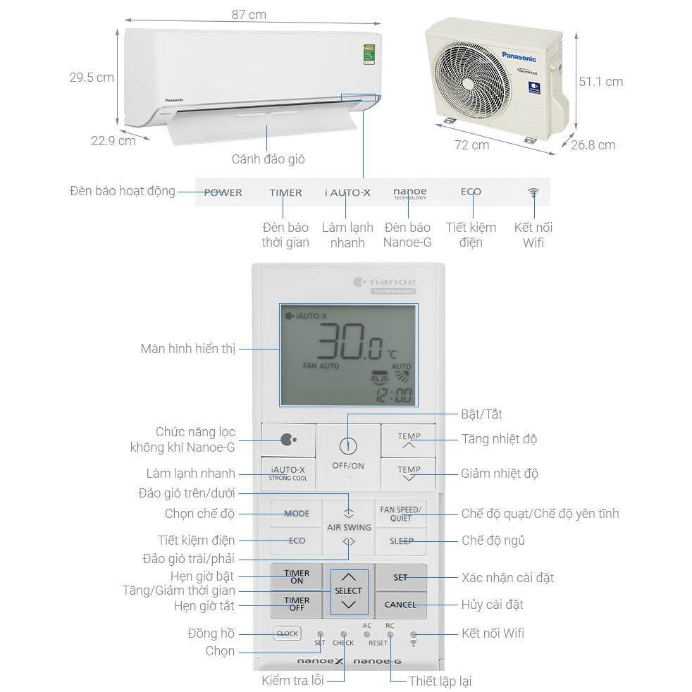 Hình ảnh Máy lạnh Panasonic Inverter 1 HP CU/CS-XU9ZKH-8 - Hàng Chính Hãng - Giao Hàng Toàn Quốc