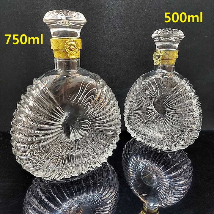Combo 2 vỏ chai thủy tinh 750ml – 500ml cao cấp mẫu X-O ĐẾ VƯƠNG – chưng bàn ăn vô cùng sang trọng, quý phái