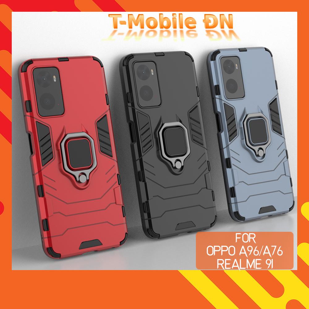 Ốp lưng dành cho Oppo A76 A96 Realme 9i chống sốc iron man kèm nhẫn iring Bảo vệ camera và chống xem video tiện lợi