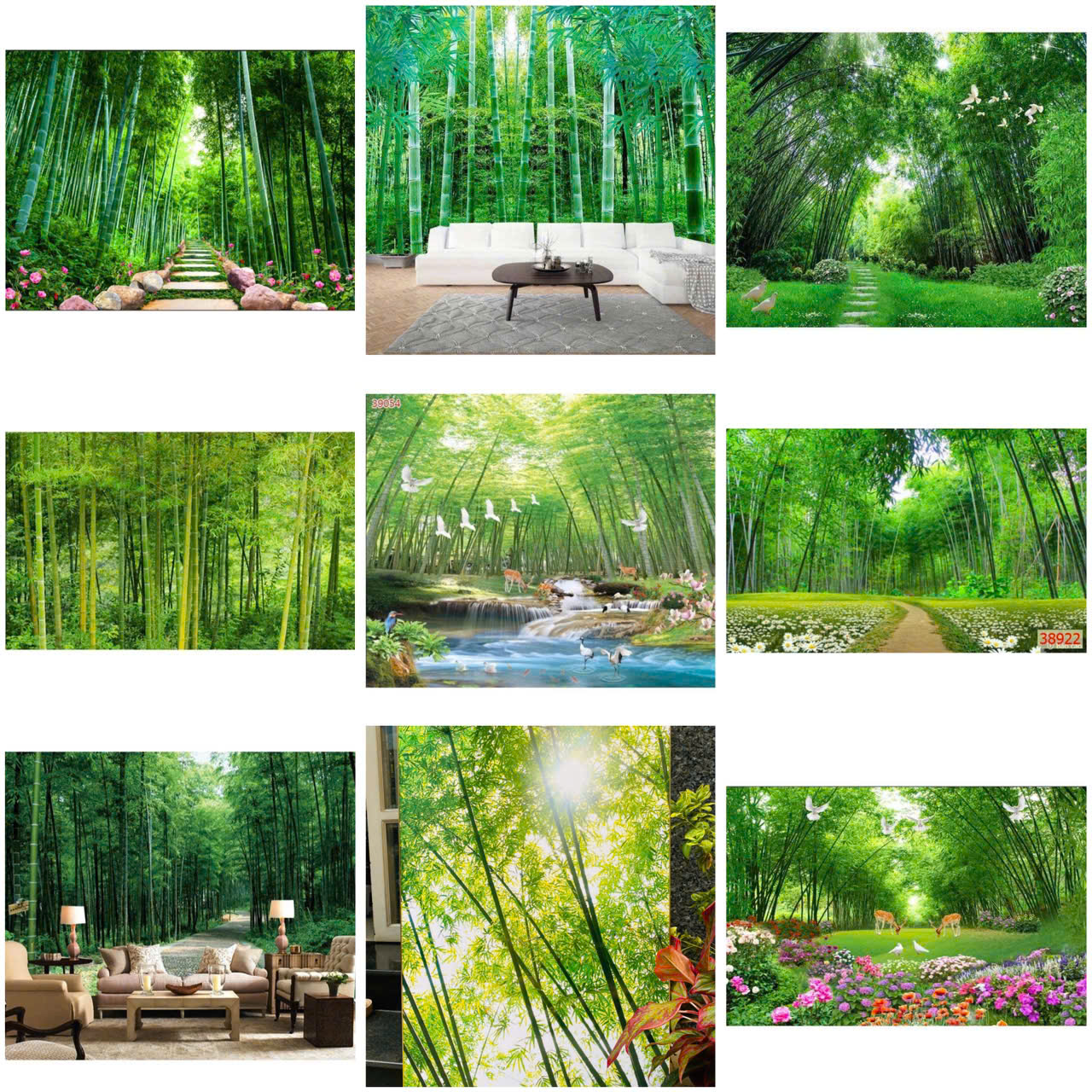 (HCM) Tranh dán tường 3d trúc xanh có sẵn keo phù hợp trang trí cho mọi không gian sống( có in theo kích thước yêu cầu)