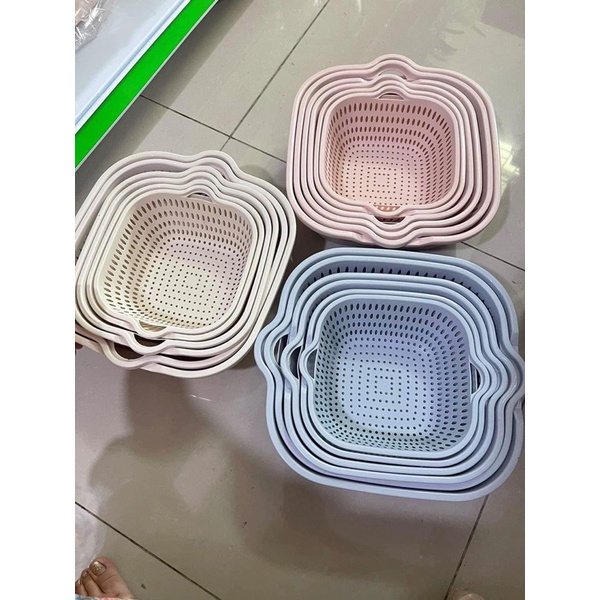 Bộ Rổ thau 6 món Ráo Nước 2 Lớp Cao Cấp Tiện Lợi, Rổ Đựng Rau, Hoa Quả - HÀNG VIỆT NAM