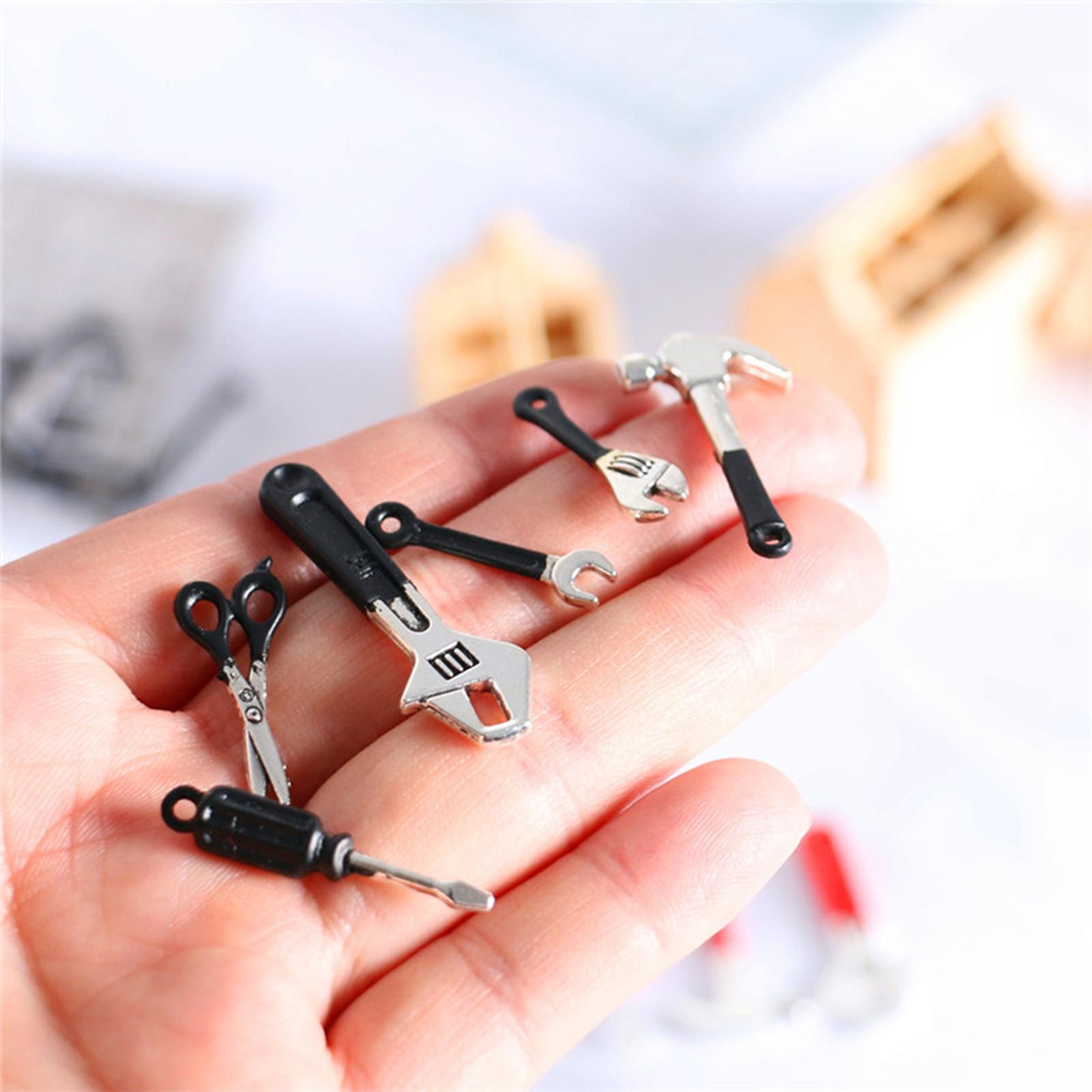6x Simulation Dollhouse Repair Tools with Storage Case Dollhouse Decor Accessory Model Toys Life Scene 1/12 for Girls Kids Children Gifts