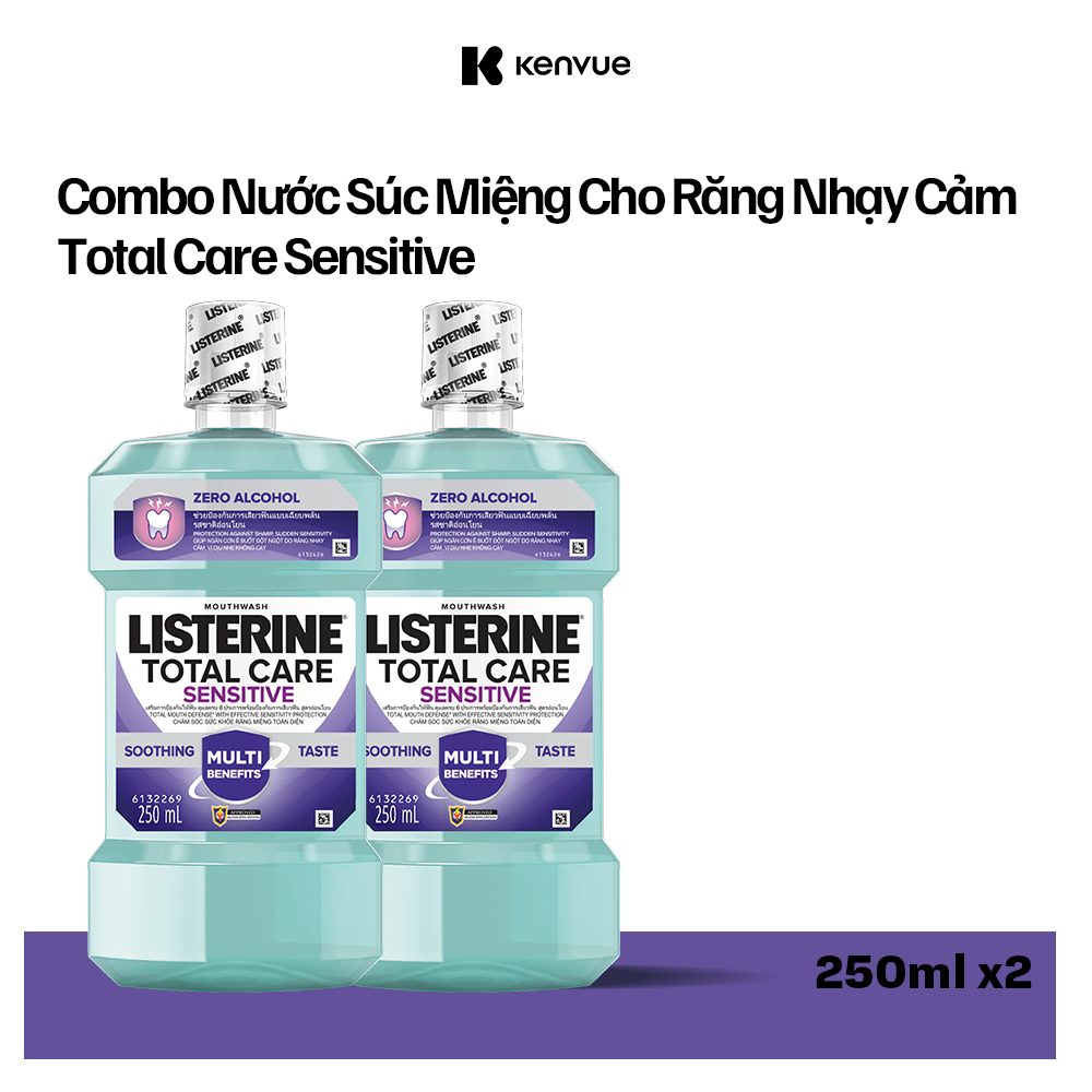 Hình ảnh Bộ 2 Nước súc miệng cho răng nhạy cảm Listerine Total Care Sensitive Soothing Taste 250ml/chai