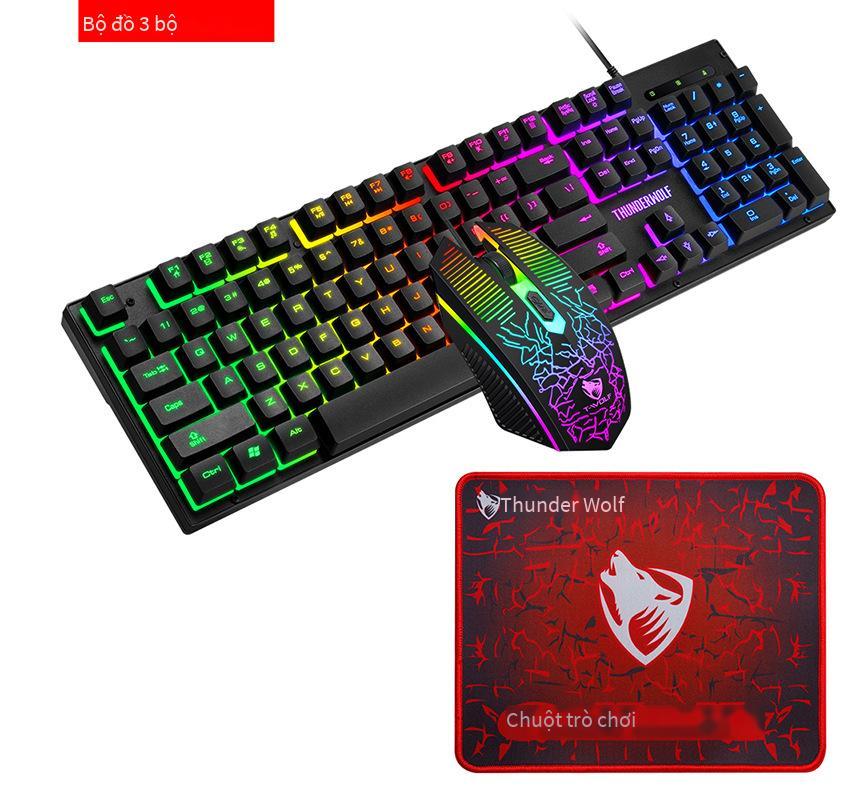 Phong Cách Mới Nhất Thunder Wolf T31 Bàn Phím Chuột Tai Nghe Bộ Ba Bộ Bốn Bộ Trò Chơi Game Máy Tính Xách Tay Máy Tính Để Bàn