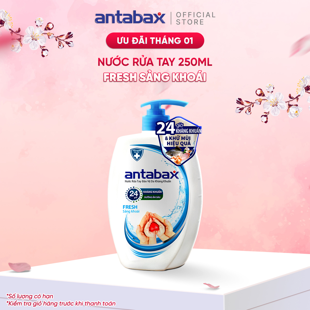 Nước Rửa Tay Bảo Vệ Da Kháng Khuẩn Antabax Fresh Sảng Khoái 250ml