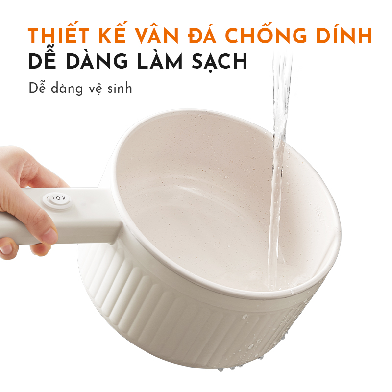 Nồi điện đa năng dung tích 2L GAABOR GR-N20A vân đá chống dính kèm xửng hấp, công suất 600W - Hàng chính hãng