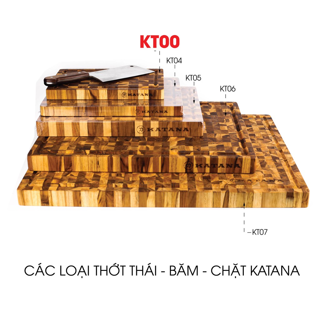 Thớt gỗ Teak thương hiệu Sothing KATANA kiểu dáng tròn, chữ nhật, đủ size, chống ẩm mốc- Hàng chính hãng