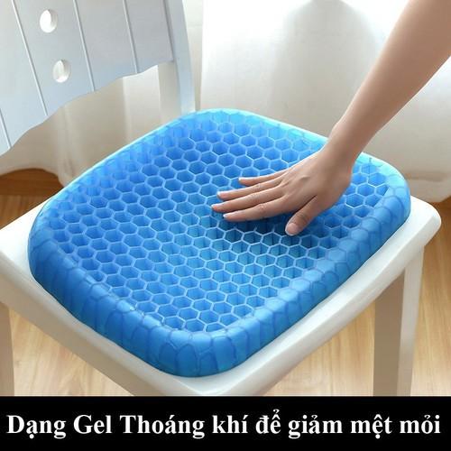 Đệm ngồi 3D cao cấp thoáng khí - Nệm lót ghế gel silicon tổ ong chống ê mông, mỏi lưng