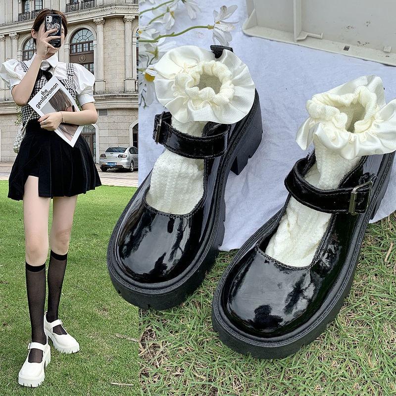 CHZK 【COD 35% OFF】Giày Cao Gót Mũi Tròn Phong Cách Nhật Bản Cho Nữ Giày nữ Lolita