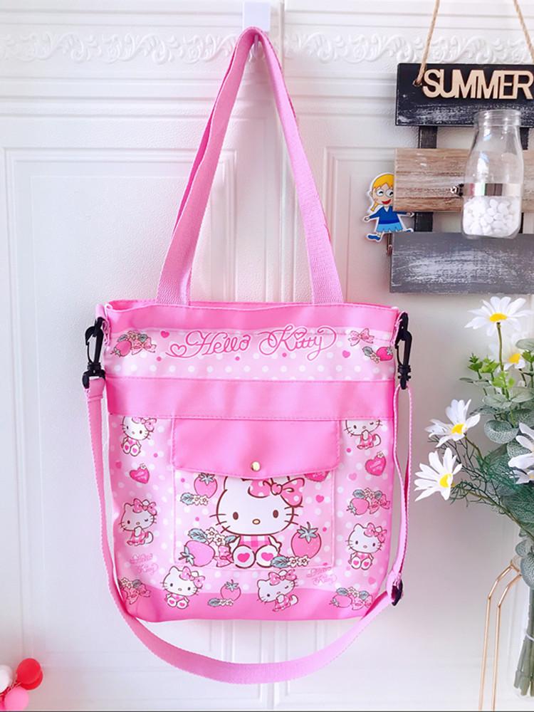 Sanrio Hello Kitty Hoạt Hình Canvas Túi Trẻ Vai Cô Gái Bé Trai Túi Sinh Viên Dạy Kèm Túi Xách