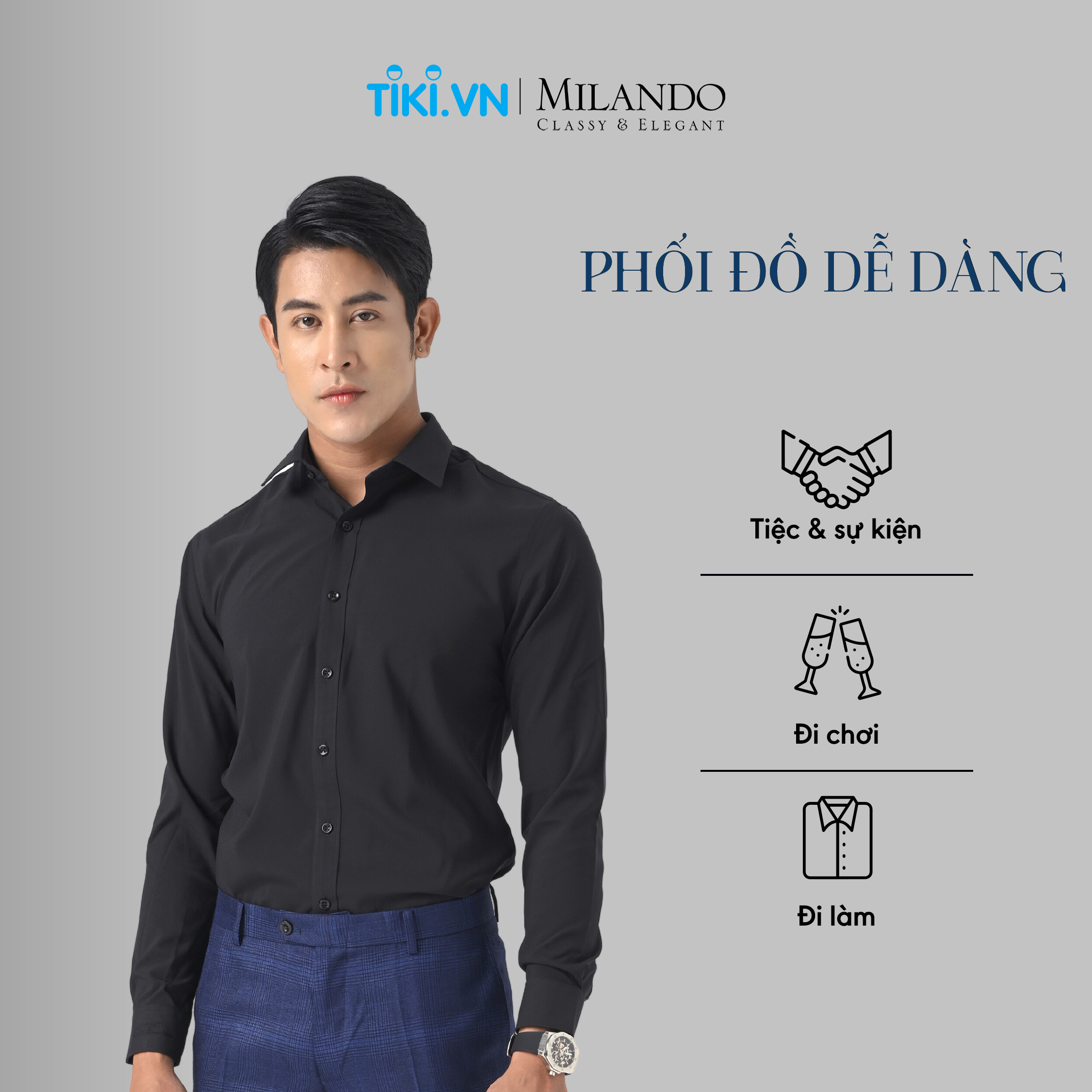 Áo Sơ Mi Nam Dài Tay Cao Cấp MYMILANDO Màu Đen Trơn - Form Áo Rộng Vừa, Kiểu Dáng Trẻ Trung, Thời Trang Công Sở, Dạo Phố, Sự Kiện Sang Trọng