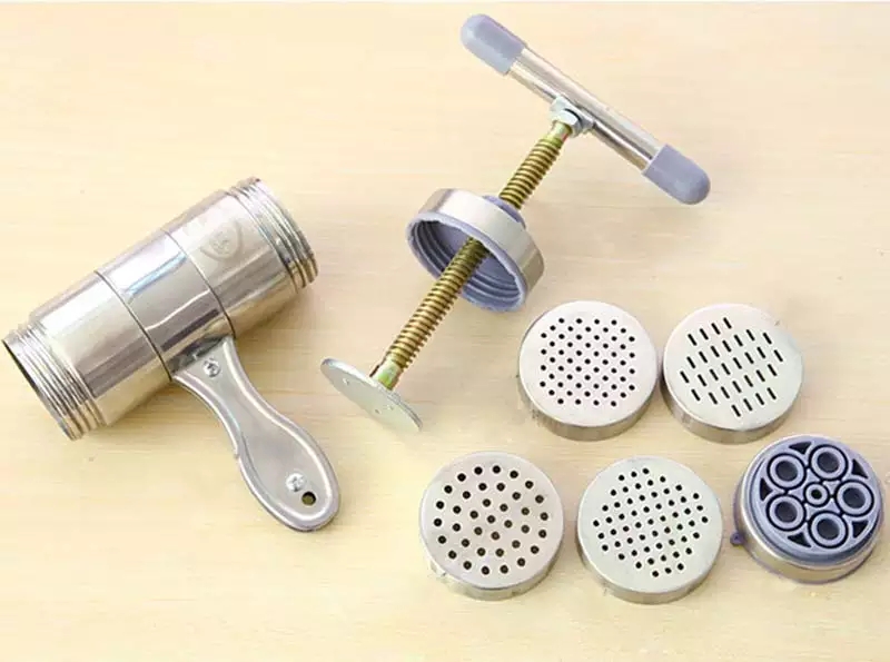 Máy Làm Bún Tươi, Mì, Bánh Canh Tại Nhà 5 Đầu Inox Tiện Dụng Tặng kèm dụng cụ đánh trứng