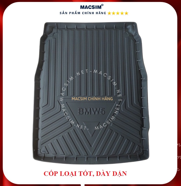 Thảm lót cốp xe ô tô BMW 5 seri 2011-2016 nhãn hiệu Macsim chất liệu TPV cao cấp màu đen