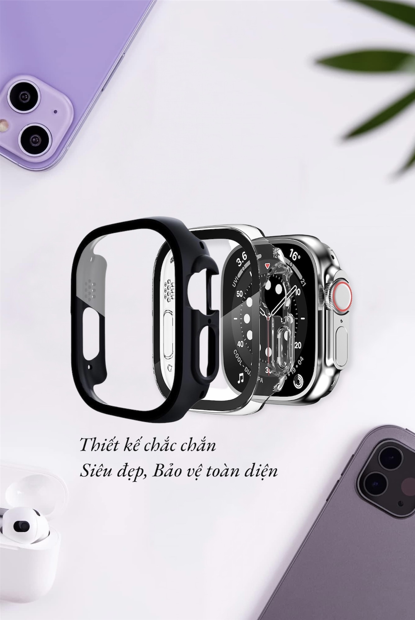 Ốp Bảo Vệ Dành Cho Apple Watch Ultra / Apple Watch Series 1-8/SE/SE 2022, Kai.N Curved Glass - Hàng Chính Hãng