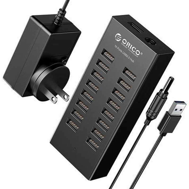 Bộ Chia 16 Cổng USB 2.0 Orico H1613-U2-BK - Hàng nhập khẩu