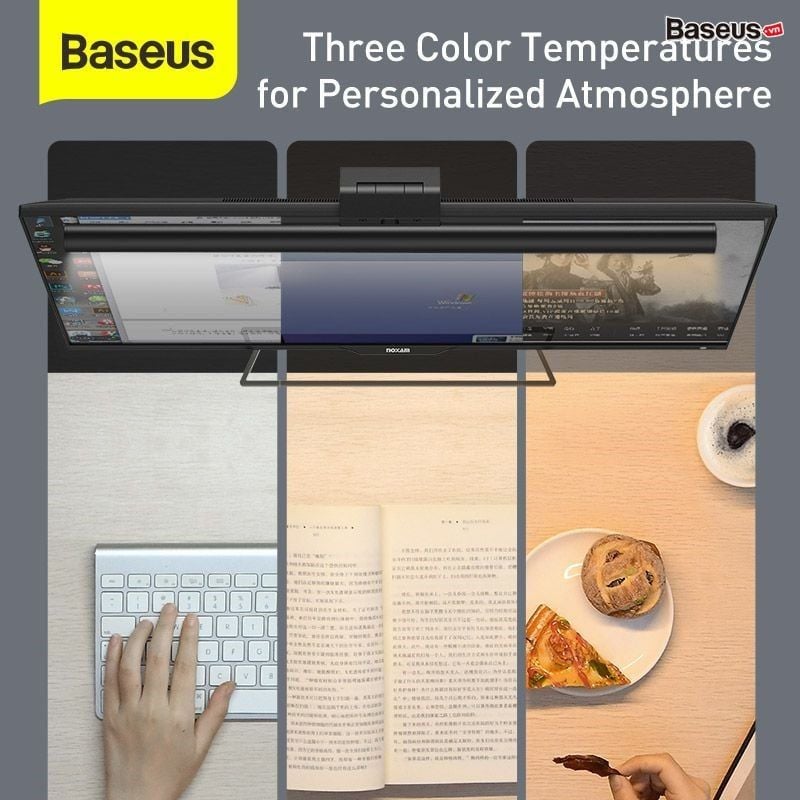 Hình ảnh Đèn treo màn hình máy tính bảo vệ mắt Baseus i-Wok Series (i Work Youth Edition, 3 Light Mode, Anti Bluelight, USB Asymmetric light source, Stepless Dimming Screen Hanging Light)- DGIWK-B- Hàng chính hãng
