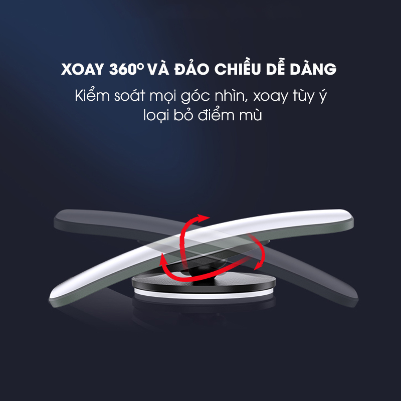 Gương cầu lồi ô tô xoay 360 độ cao cấp hình chữ nhật soi điểm mù, phụ kiện oto Tâm Luân