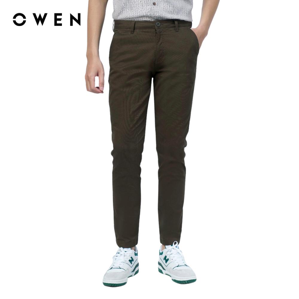 OWEN - Quần khaki màu Nâu Trơn CVC Spandex QKSL221140