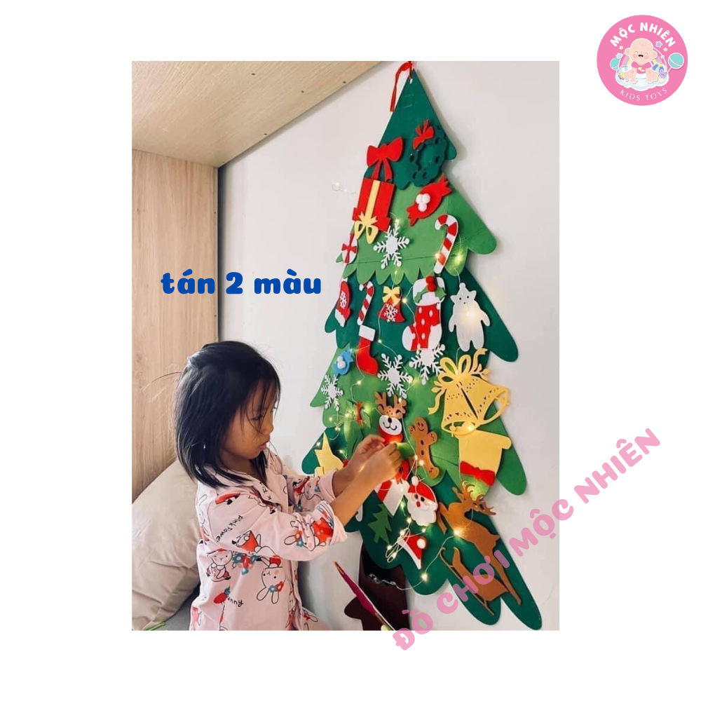 Cây thông Noel treo tường bằng vải dạ vải nỉ trang trí Giáng sinh