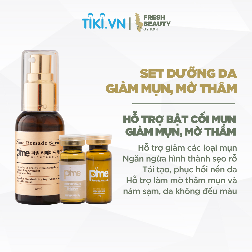 Set mỹ phẩm Pime hỗ trợ giảm mụn, chứa siêu tinh chất mờ thâm nhanh, làm đầy sẹo rỗ (3 sp)