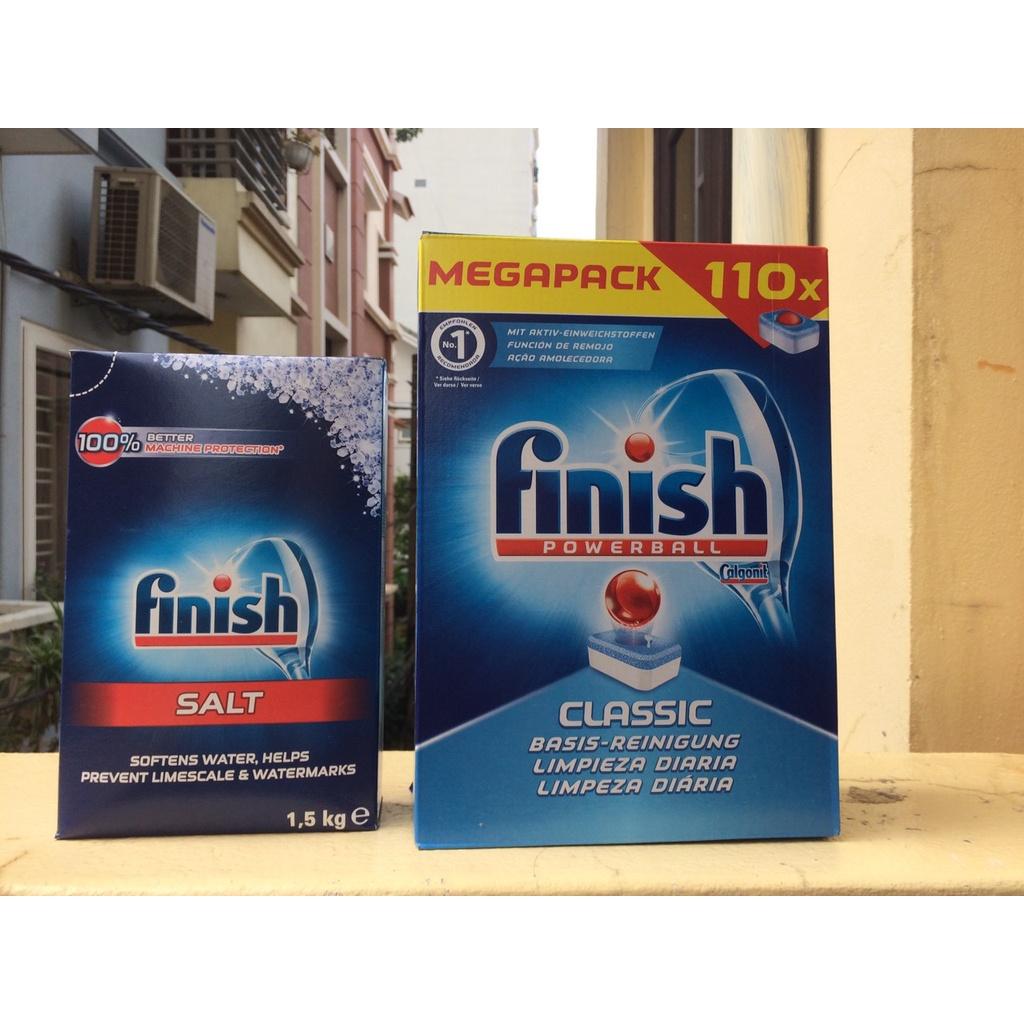 combo viên rửa bát finish 110 viên+muối rửa bát finish 1,5kg dùng cho máy rửa bát