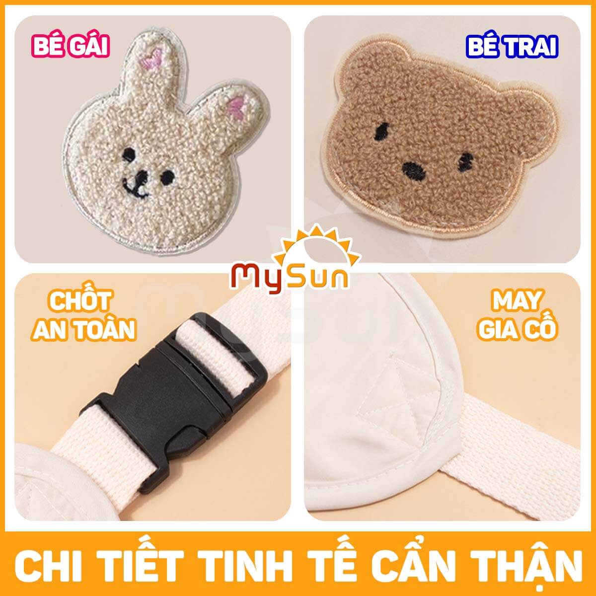 Dây đai an toàn ngồi ghế cho bé trai - gái cao cấp đẹp chính hãng MySun