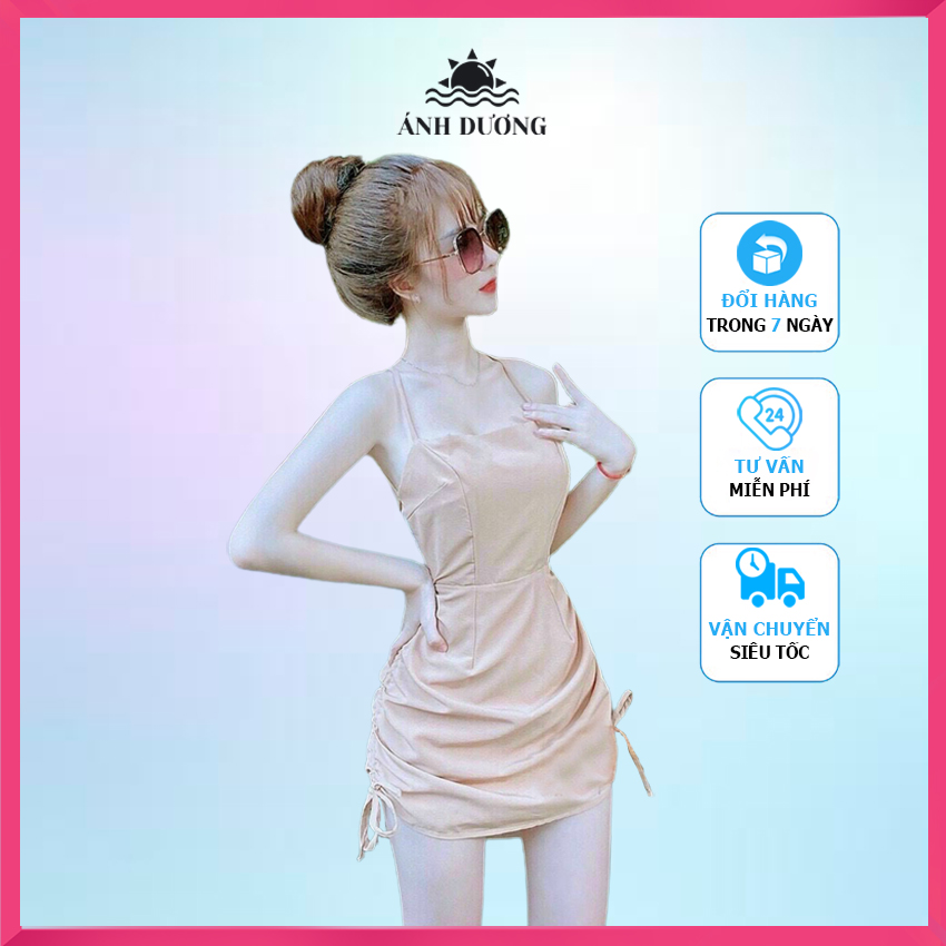 Váy body nữ sexy 2 dây hở lưng rút dây vải umi Ánh Dương Clothing MS200