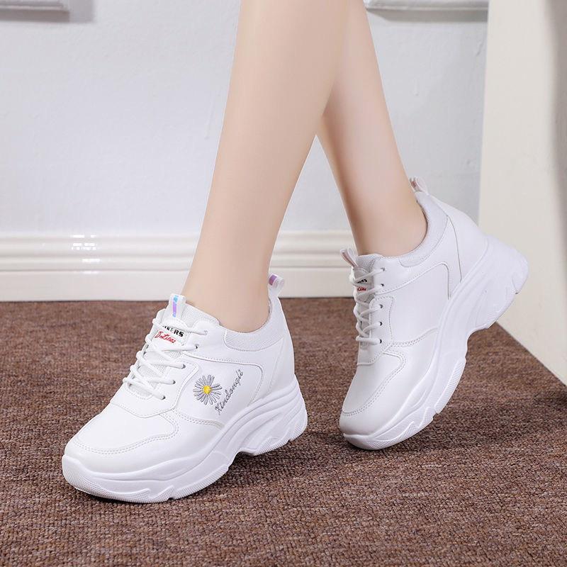 Giầy thể thao nữ nâng đế 7 phân hoa cúc xanh