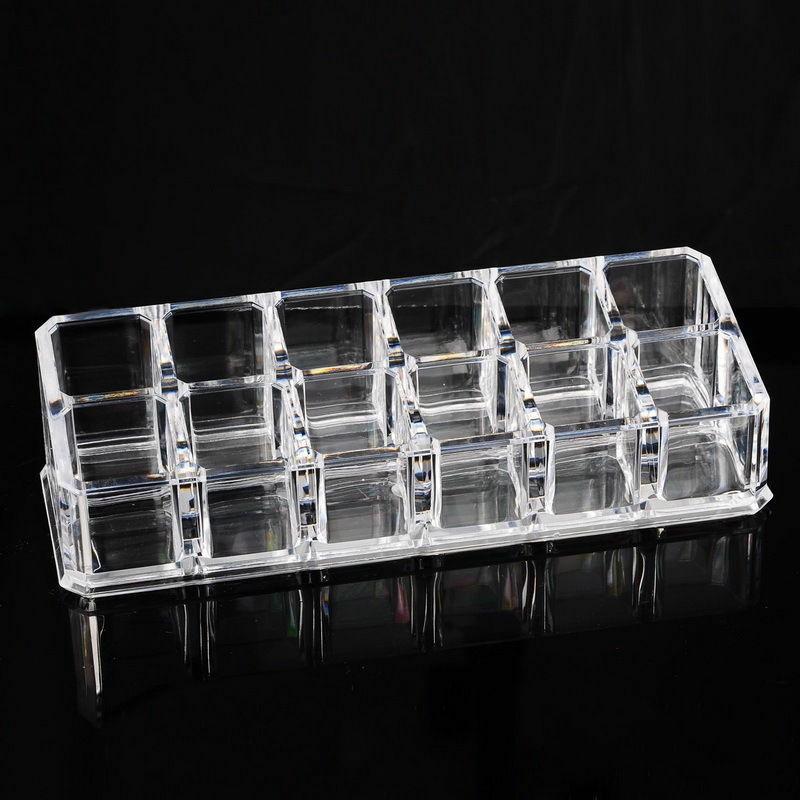 Khay Nhựa Acrylic Trong Suốt 12 Ngăn Đựng Mỹ Phẩm Tiện Dụng