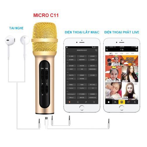 Micro C11 thu âm live stream loại cao cấp kèm tai phone