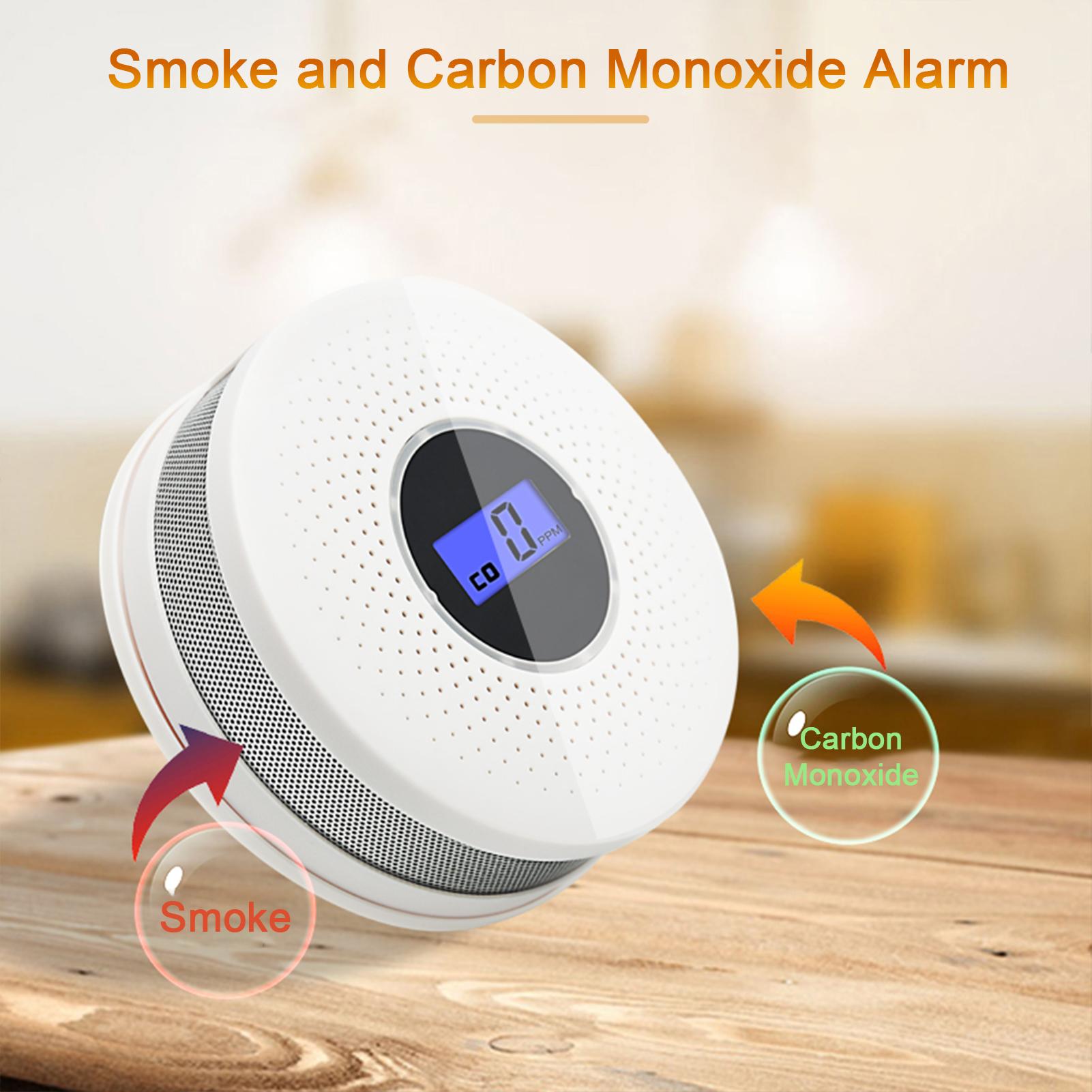 Máy dò khói và khí carbon monoxide chạy bằng pin với màn hình LCD