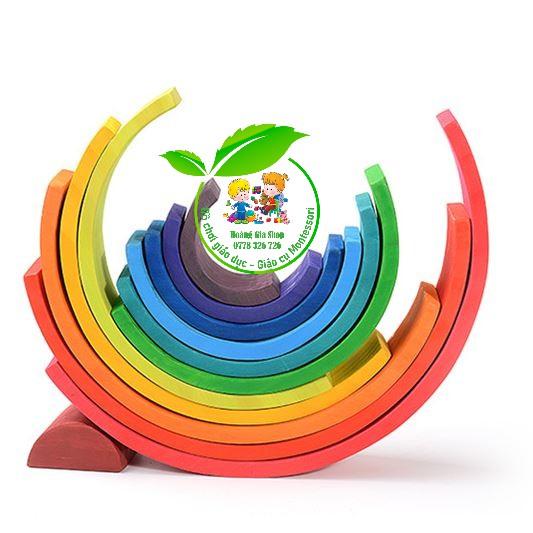 Xếp hình cầu vồng bằng gỗ 12 khối