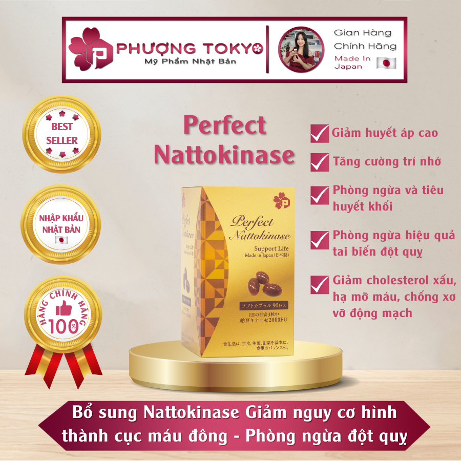 Perfect Nattokinase Nhật Bản - Giảm nguy cơ hình thành cục máu đông - phòng ngừa đột quỵ