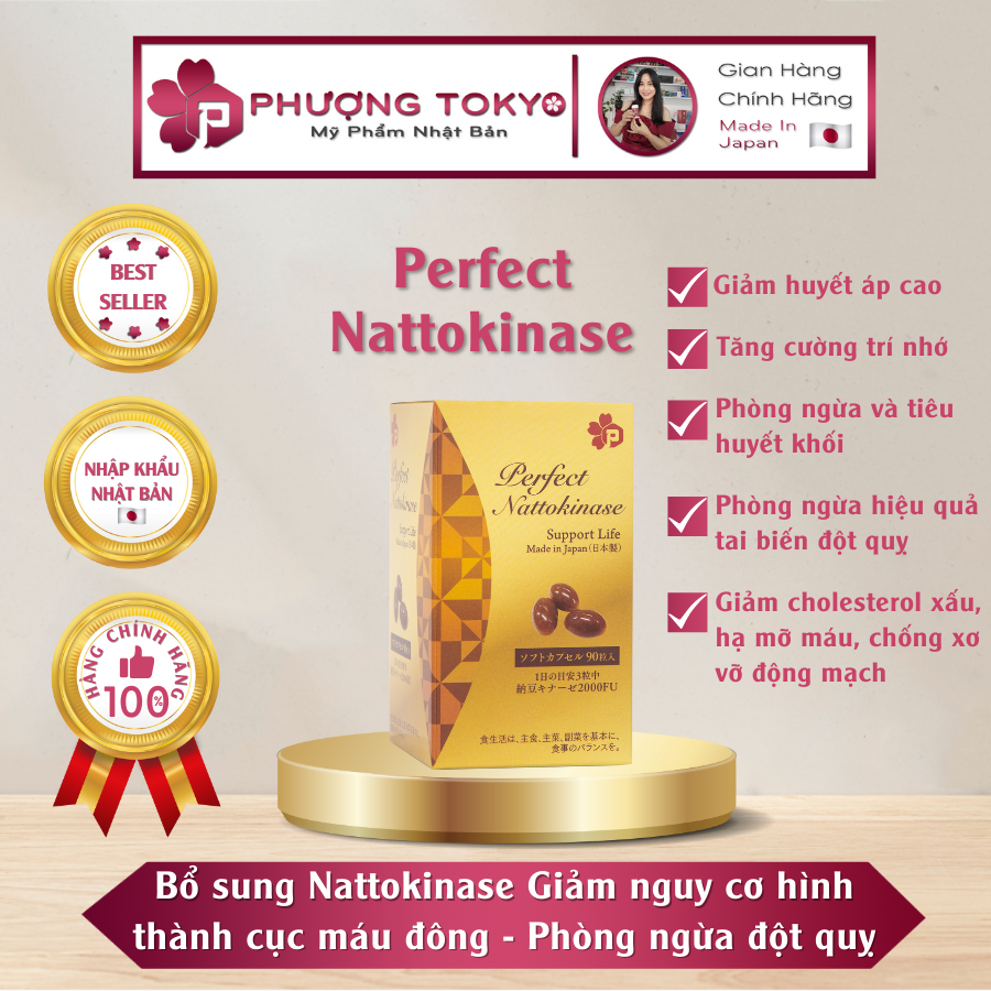 Perfect Nattokinase Nhật Bản - Giảm nguy cơ hình thành cục máu đông - phòng ngừa đột quỵ 