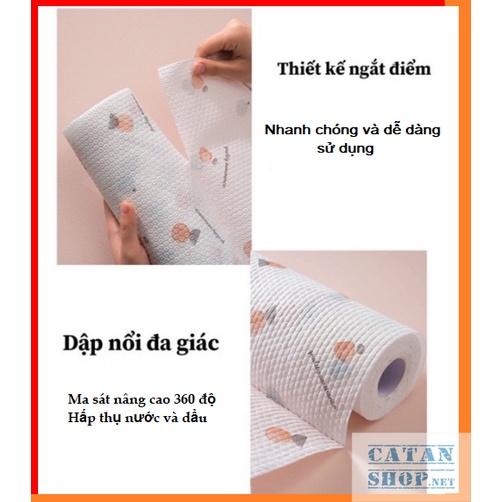 Cuộn giấy lau nhà bếp đa năng, khăn lau bếp, lau tay có thể giặt cuộn 20cm và 25cm in họa tiết