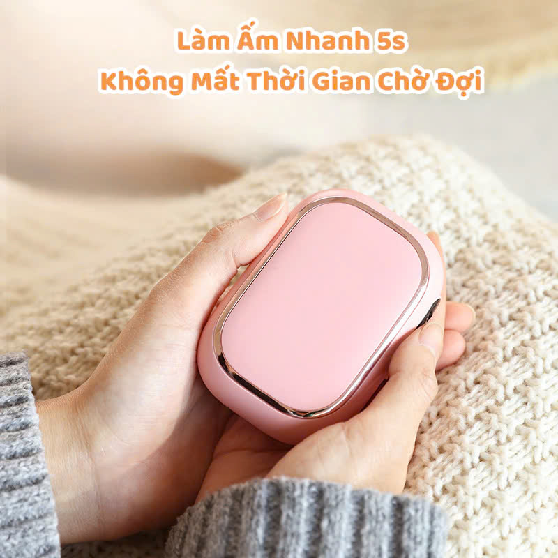 Máy Sưởi Ấm Mini Cầm Tay Kết Hợp Sạc Hiển Thị Đèn LED 3 Mức Nhiệt Và % Pin Văn Phòng Du Lịch Dã Ngoại Phượt - Hàng Nhập Khẩu