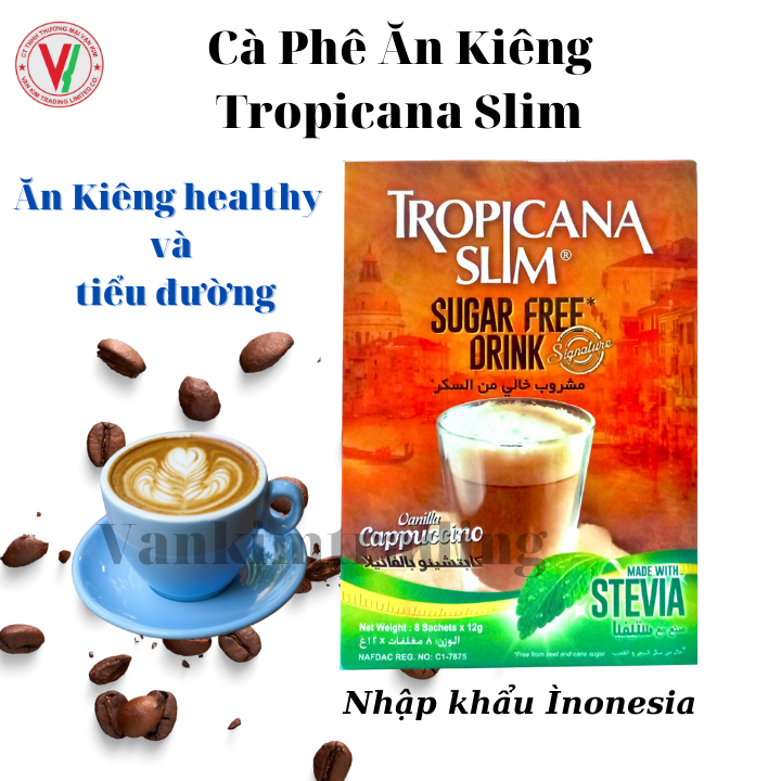 Cà Phê Ăn Kiêng Cappuccino Với Chiết Xuất Cỏ Ngọt Tropicana Slim (8 Gói x 12g)