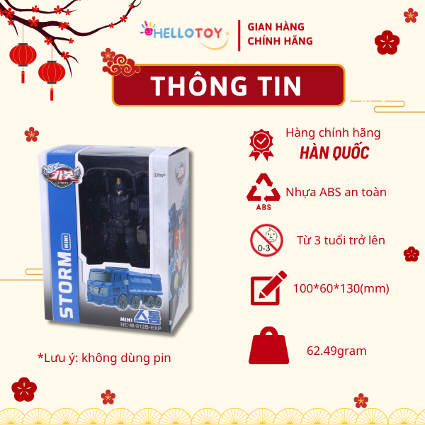 Đồ Chơi Mô Hình Lắp Ráp Xe Hơi Biến Hình HELLO CARBOT Mini Storm
