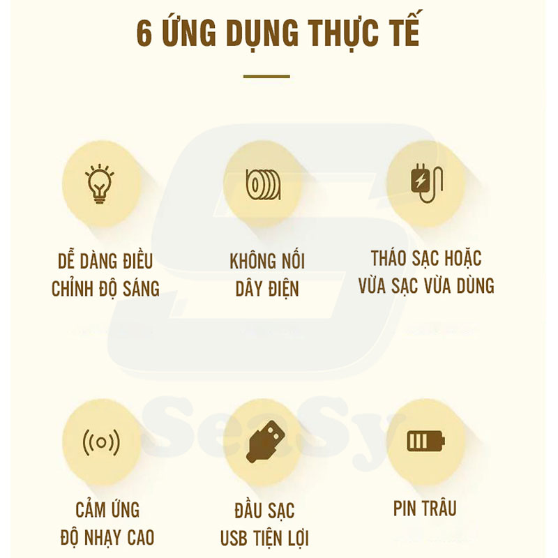 Đèn Cảm Ứng Không Dây, Cảm Biến Chuyển Động SEASY SS32, Điều Chỉnh Độ Sáng Qua 1 Lần Nhấn, Ánh Sáng Bảo Vệ Mắt Tốt Hơn, Tự Động Bật/Tắt Ban Đêm, Dùng Làm Đèn Học, Đèn Làm Việc, Đèn Đọc Sách, Đèn Ngủ – Hàng Chính Hãng