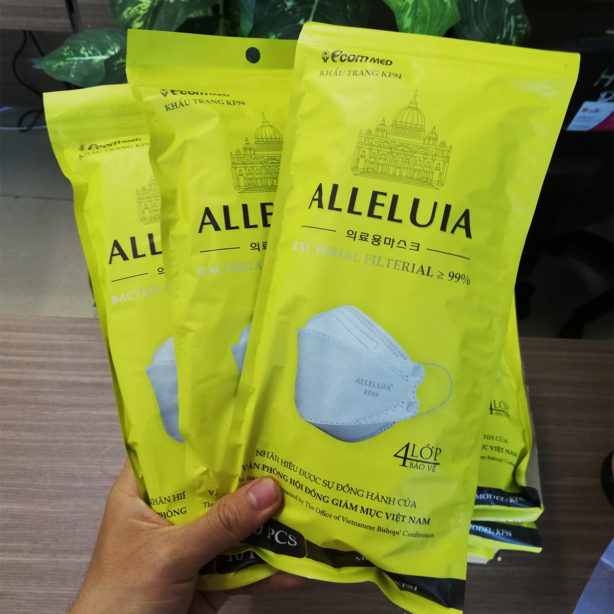 Thùng 100 Khẩu Trang KF94 Công Giáo EcomMed Alleluia