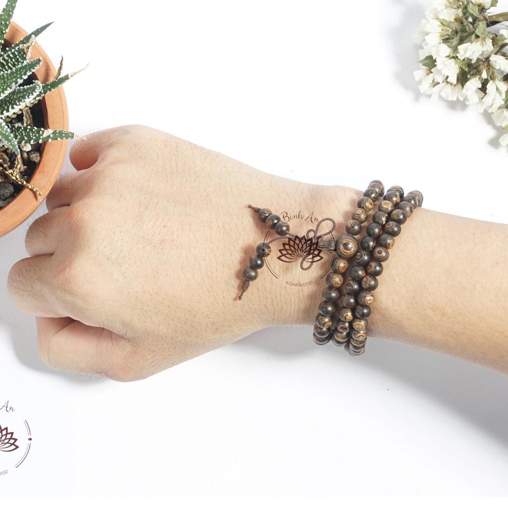 Vòng Tay Trầm Hương 108 Hạt Trầm Sánh Chìm Việt - Chuỗi Tràng Hạt - Vòng Phong Thủy- 6 7 8 mm -