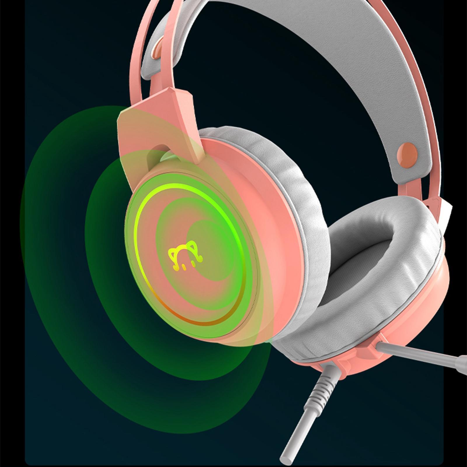 Surround Sound USB Gaming Headset Over-ear Headphones with Noise Isolating Mic LED Light for PC Mac Computer Gamers