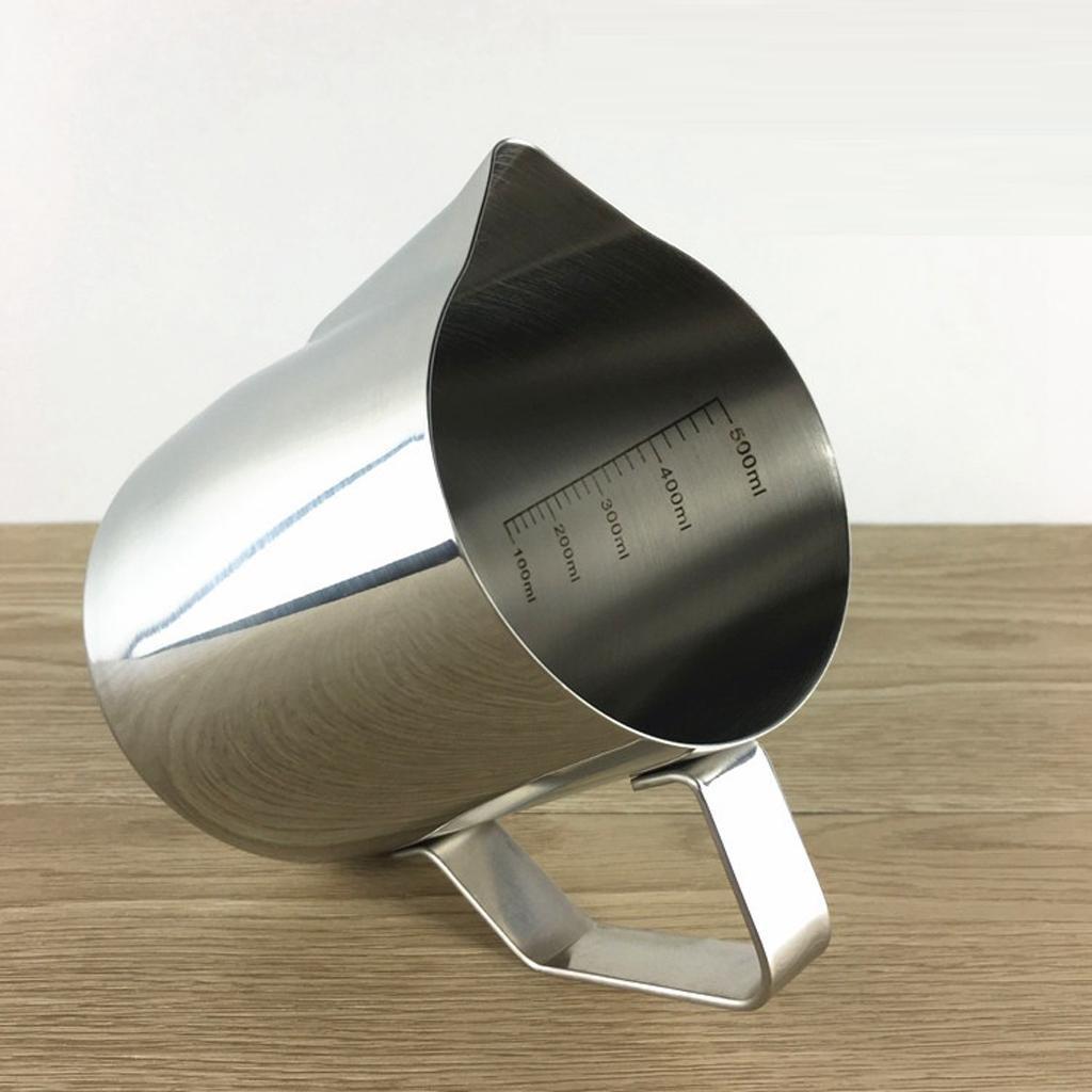 600ML Steel Coffee Milk Frothing Jug Garland Cup with Scale Thermometer