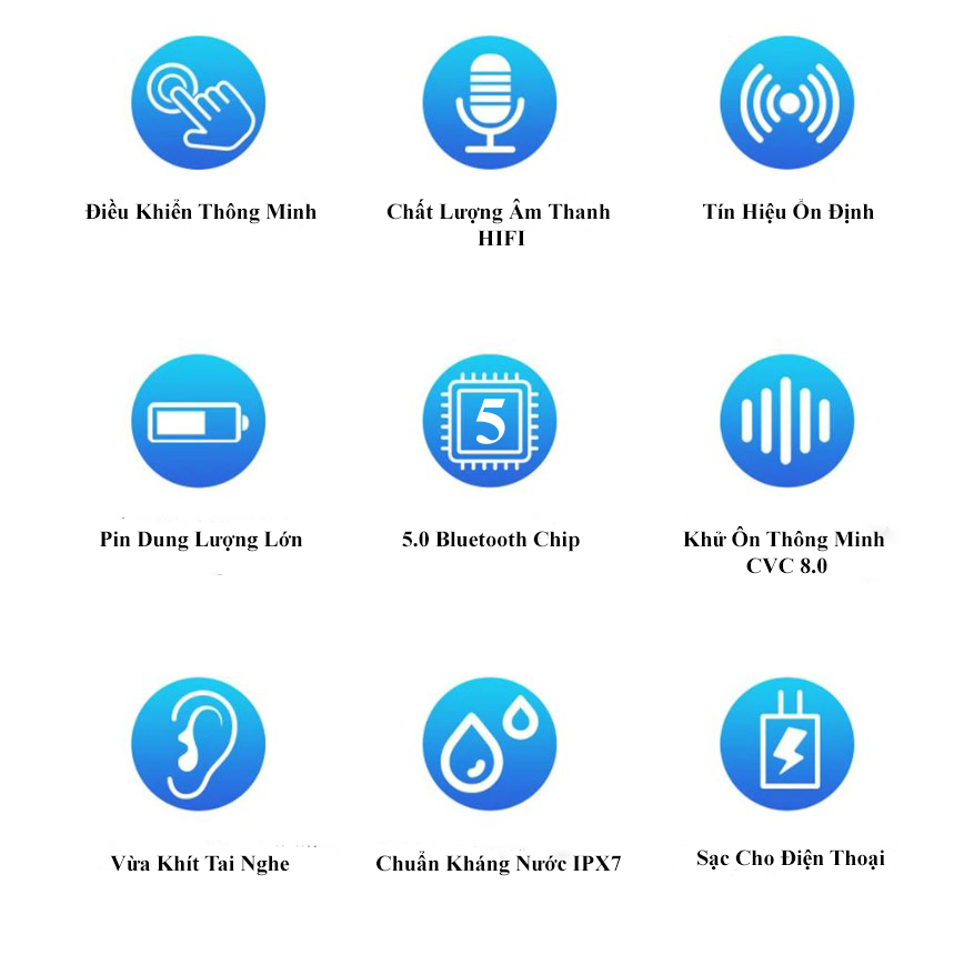 Tai Nghe Bluetooth 5.0 WGW F9 - Chống Nước - Chống ồn - Tích Hợp Micro - Tự Động Kết Nối - Nhỏ gọn - Âm Thanh 8.0 HD - Tương Thích Cao Cho Tất Cả Điện Thoại - CHÍNH HÃNG