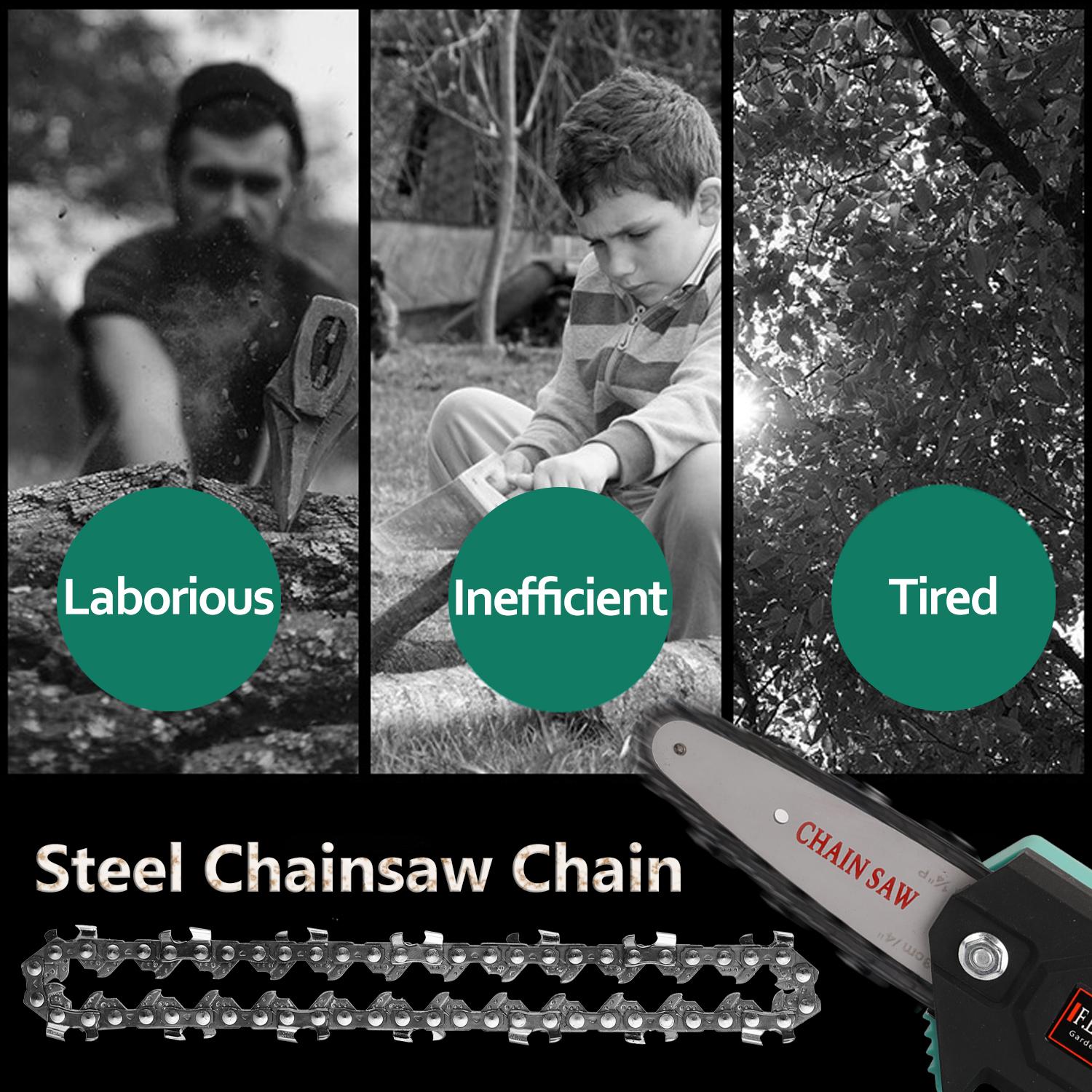 133mm Mini Portable 65#Mn Chainsaw Chain 28E-Chain Link 14T Electric Saw Replacement Accessory for Wood Cutting