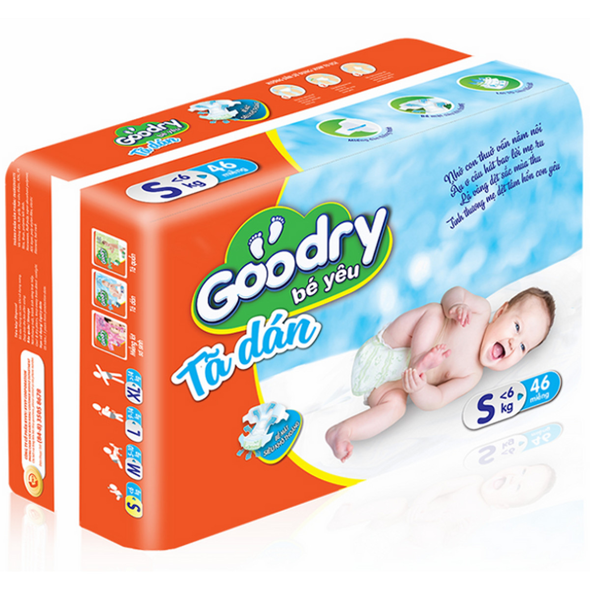 Bộ 2 Gói Tã Dán Goodry Bé Yêu S46 (&lt;6kg)