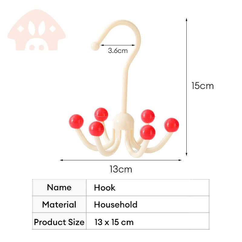 Set 3 Móc Treo Đồ 6 Chấu Bi Xoay 360° – Treo Quần Áo, Nội Y, Mũ, Túi Xách – Gắn Thanh Tủ, Tiết Kiệm Không Gian, 13x15cm - HÀNG CHÍNH HÃNG MINIIN