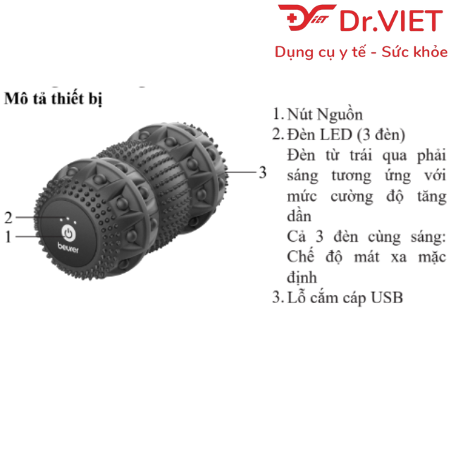 Con lăn massage thư giãn cơ Beurer MG35 Chính hãng- giảm đau nhức do tập thể thao hoặc do lâu ngày vận động và giúp cơ bắp linh hoạt